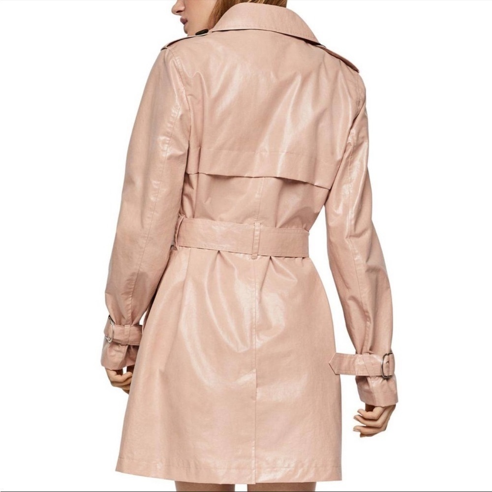 𝅺bcbgeneration Double Breasted Spring Trench Coat Waterproof Pink Size S - Picture 3 of 16